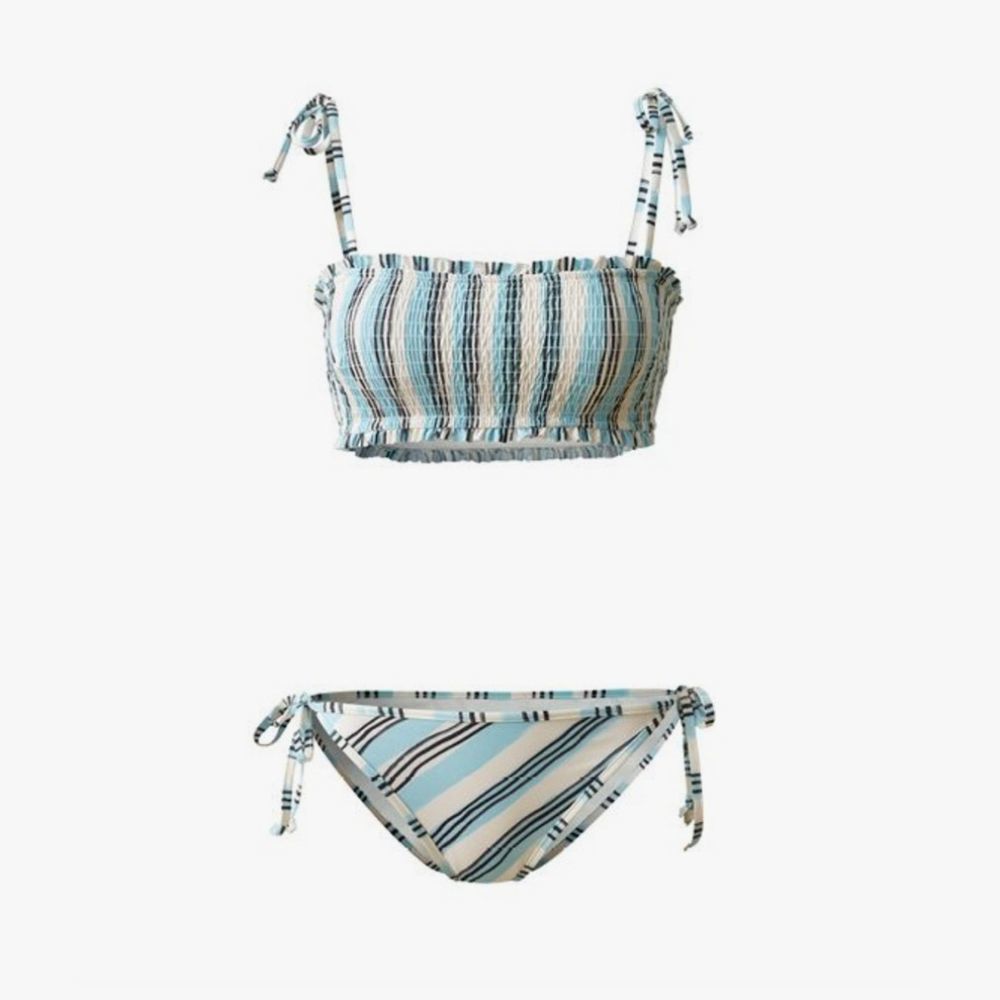 Lemlem x H&M matching swim suit set, bikini top and bottom, striped, size 4